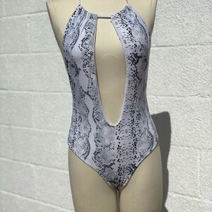 Stylish Black and White One-Piece Swimsuit